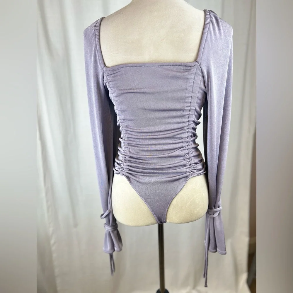 FREE PEOPLE Meant To Be Bodysuit in‎ Silver Mauve Size Small